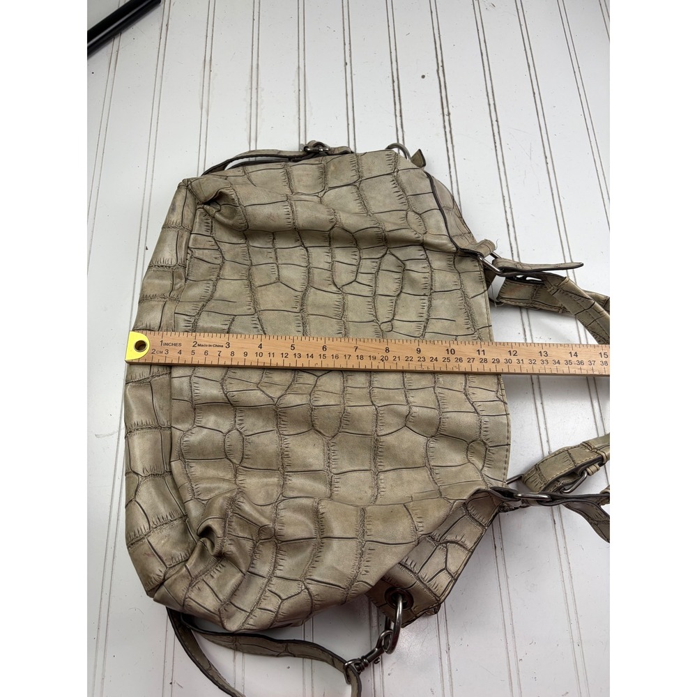 Charming Charlie Vintage Y2K Taupe Croc Embossed Shoulder Crossbody Purse - Picture 10 of 13